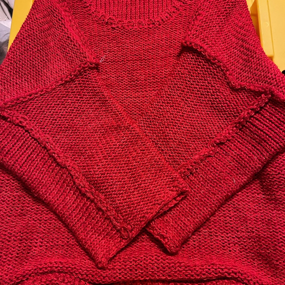 Easel Bold Red Crew Neck Sweater